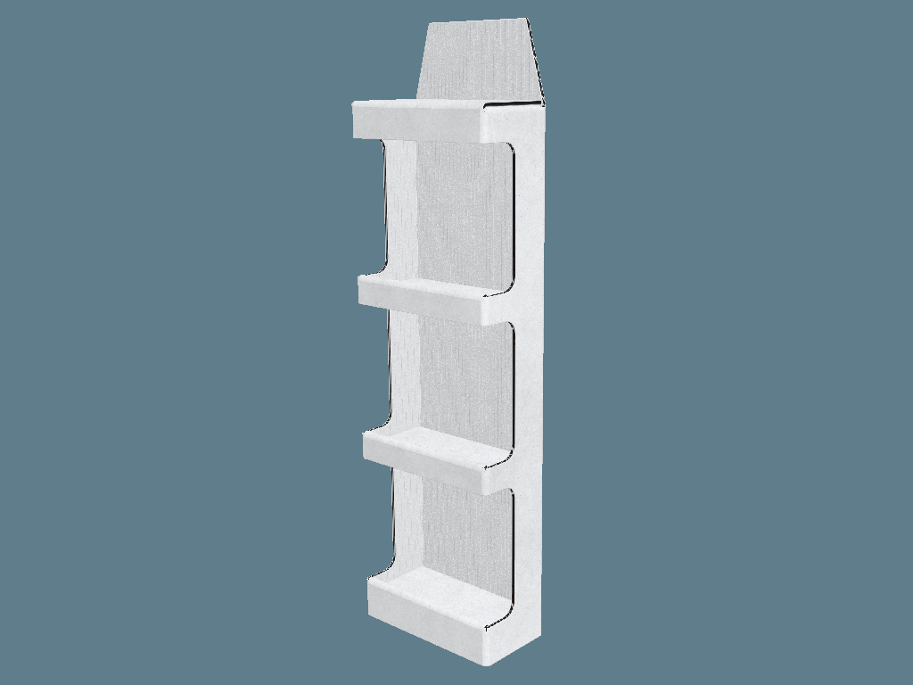 EVC62026 One Piece Three Shelf Display — Floor Displays 3D template by 1Displays