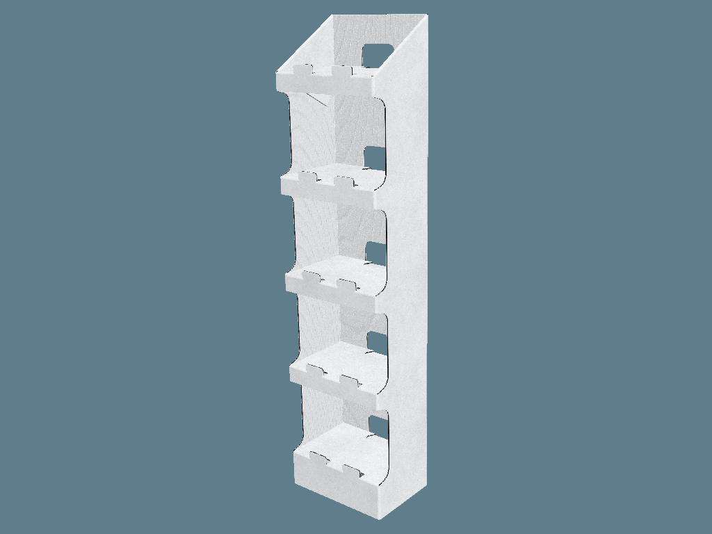 EVC62029 One Piece Four Shelf Display — Floor Displays 3D template by 1Displays