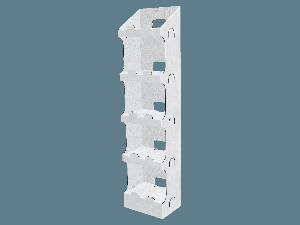EVC62029_1 One Piece Four Shelf Display — Floor Displays 3D template by 1Displays