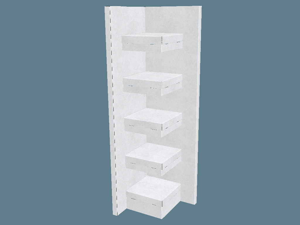 EVC62099 Corner Multiple-Shelf Display — Floor Displays 3D template by 1Displays