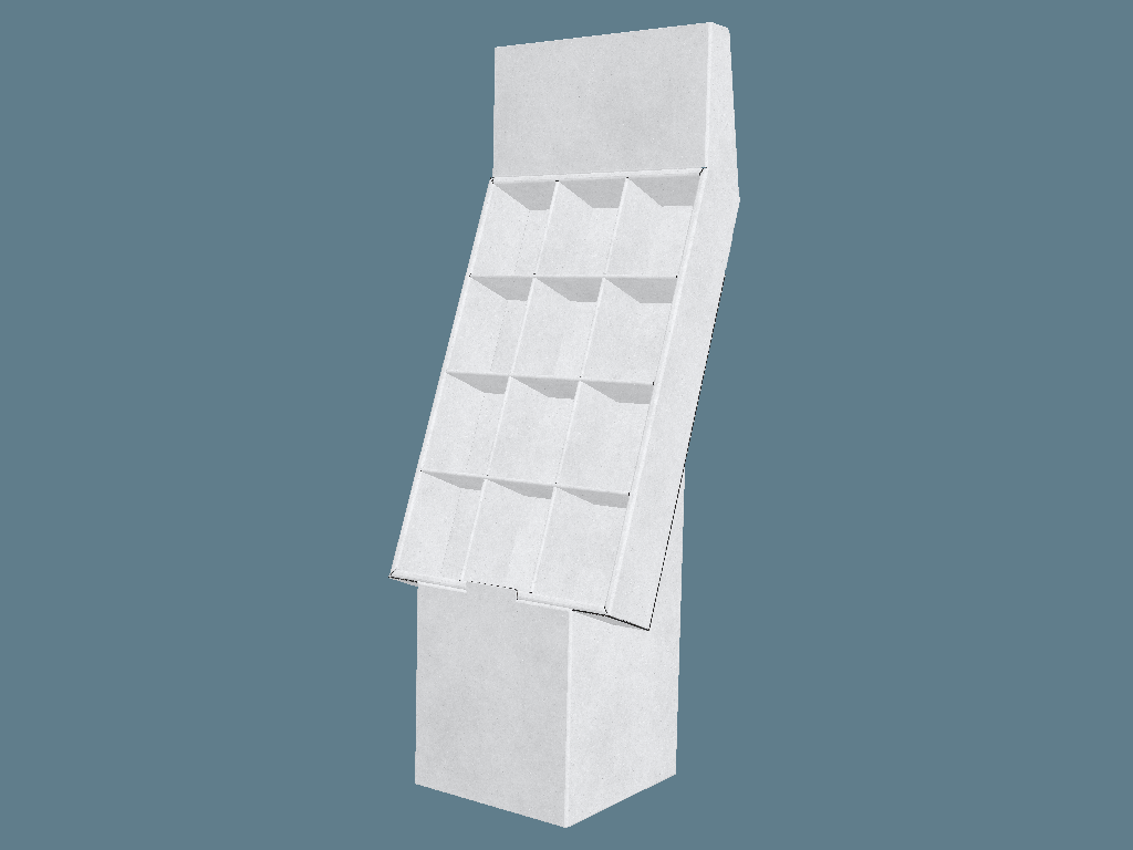 EVC62101 Slanted Cell Stand Display with Header — Cell & Bin Displays 3D template by 1Displays