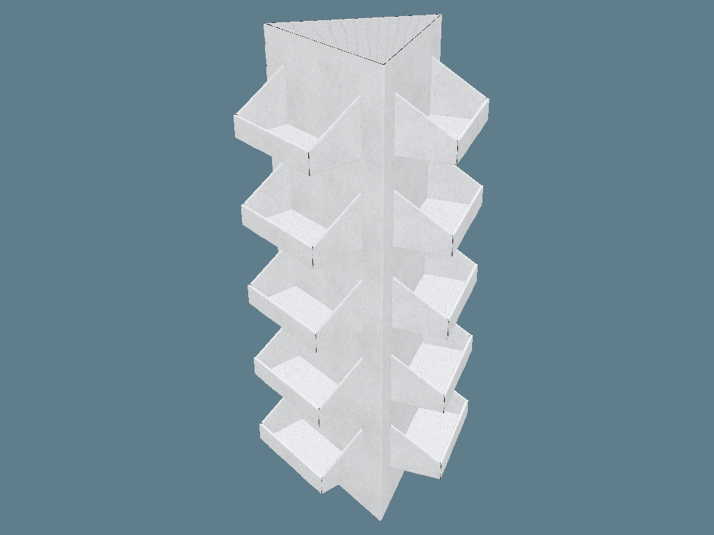 EVC62302 Three-Wall Multiple-Balcony Tower Display — Step & Tiered Displays 3D template by 1Displays