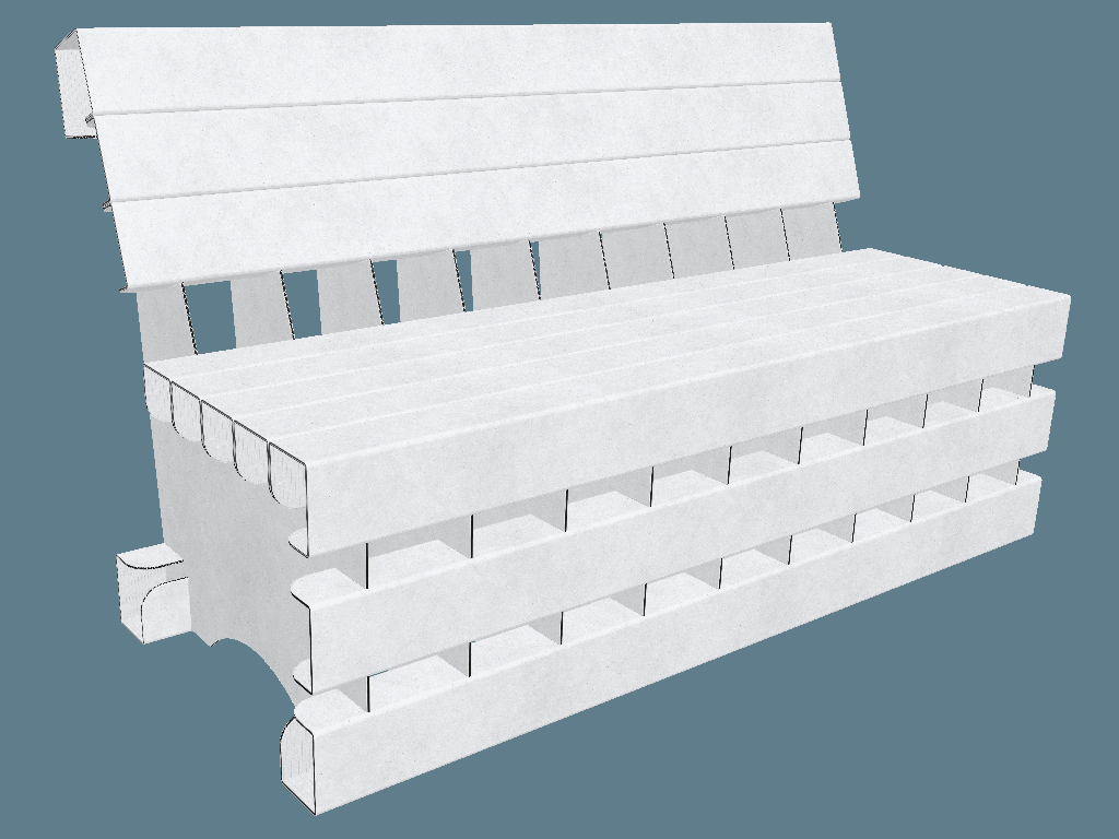 EVC80031 Bench — Cardboard Furniture 3D template by 1Displays