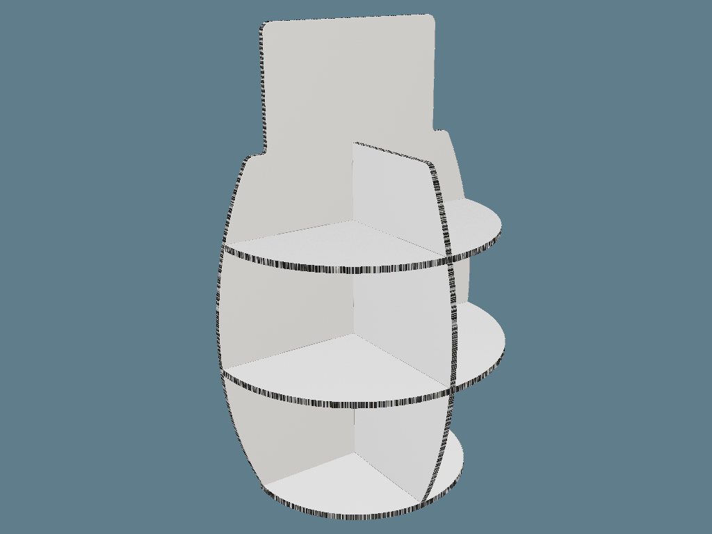 ICB10021 Three-Shelf Wine Barrel Display — Floor Displays 3D template by 1Displays