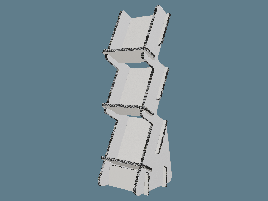 ICB10081a Curvy Multiple Slanted Shelves Display — Floor Displays 3D template by 1Displays