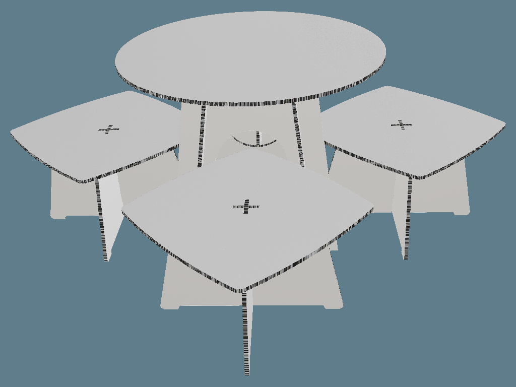 ICB20004 Glued Table and Stools — Cardboard Furniture 3D template by 1Displays
