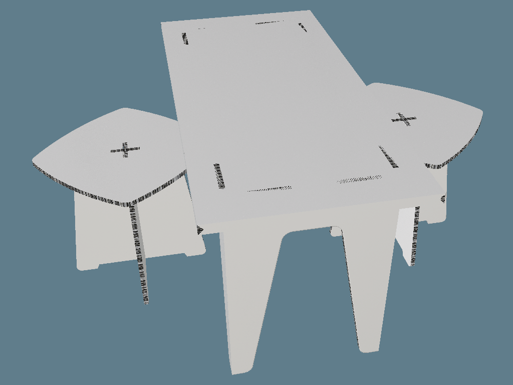 ICB20005 Table and Stools — Cardboard Furniture 3D template by 1Displays