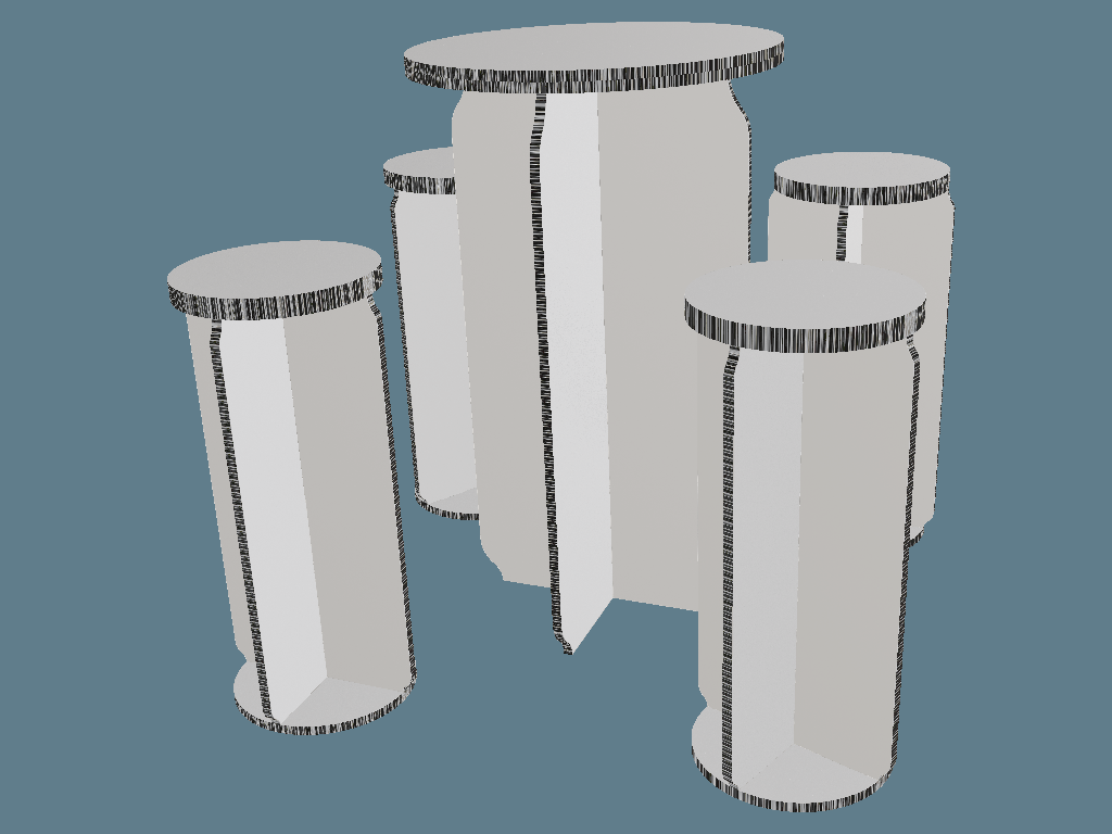 ICB20104 Can-Shaped Table and Stool — Cardboard Furniture 3D template by 1Displays