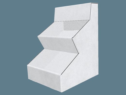 EVC61032 Two Shelf Faceted Display with Locking Panel 3D render