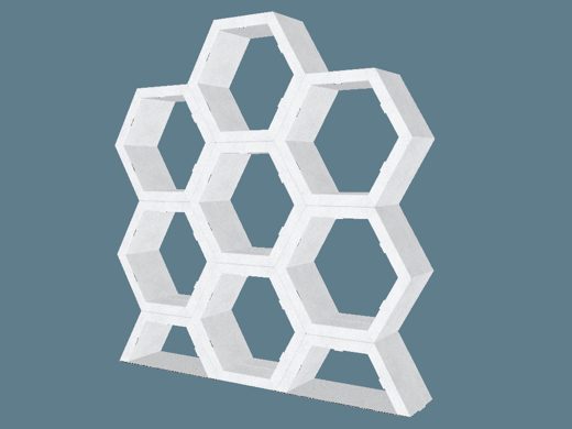 EVC62861 Two Face Hexagonal Cell Wall 3D render