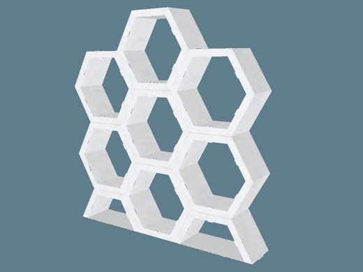EVC62862 Two Face Hexagonal Cell Wall 3D render