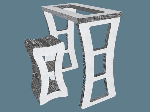 EVC80059 Table and Stool 3D render