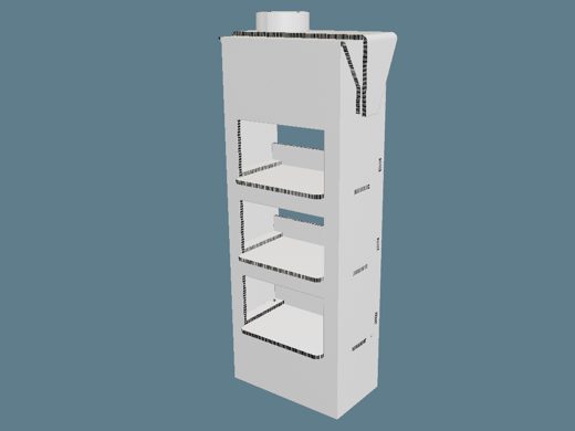 ICB10042 Multiple-Shelf Glued Top Juice Box Display 3D render