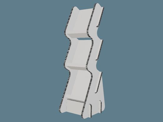 ICB10081 Curvy Multiple Slanted Glued Shelves Display 3D render