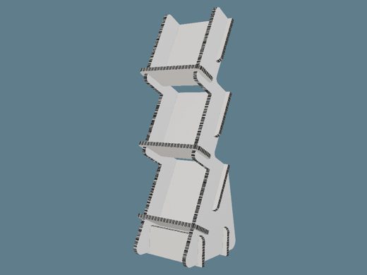 ICB10081a Curvy Multiple Slanted Shelves Display 3D render