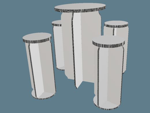ICB20104 Can-Shaped Table and Stool 3D render